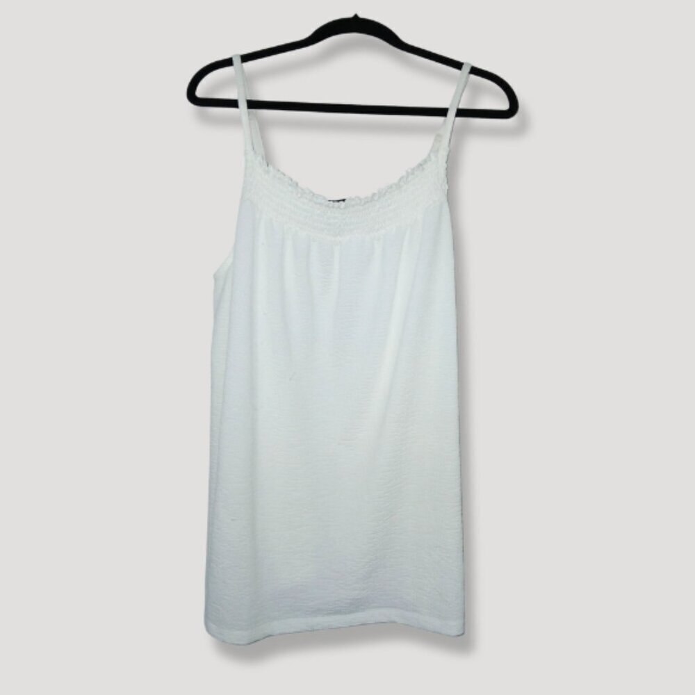 Torrid Tank Top Textured Ruffle Trim Waffle Knit Elastic Chest White Women's 2X